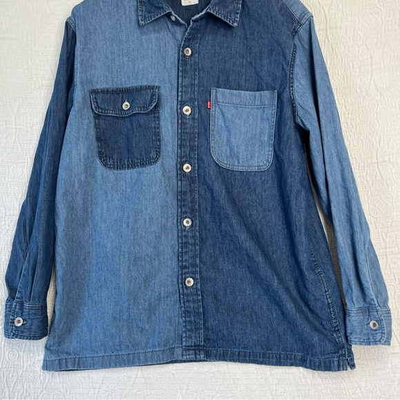 Levis Utility Shacket Mens Medium Denim Shirt Jacket Casual Patchwork Jean Top M - Picture 3 of 16